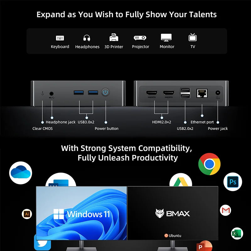 Mini PC B3 Pro Intel N5095 8GB RAM 256GB